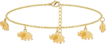 Dainty Anklet Butterfly Elephant 14K Gold Plated Foot Chain Ankle Bracelet Feet Jewelry for Women Apparel & Accessories > Jewelry > Anklets Bestelly Elephants Anklet  