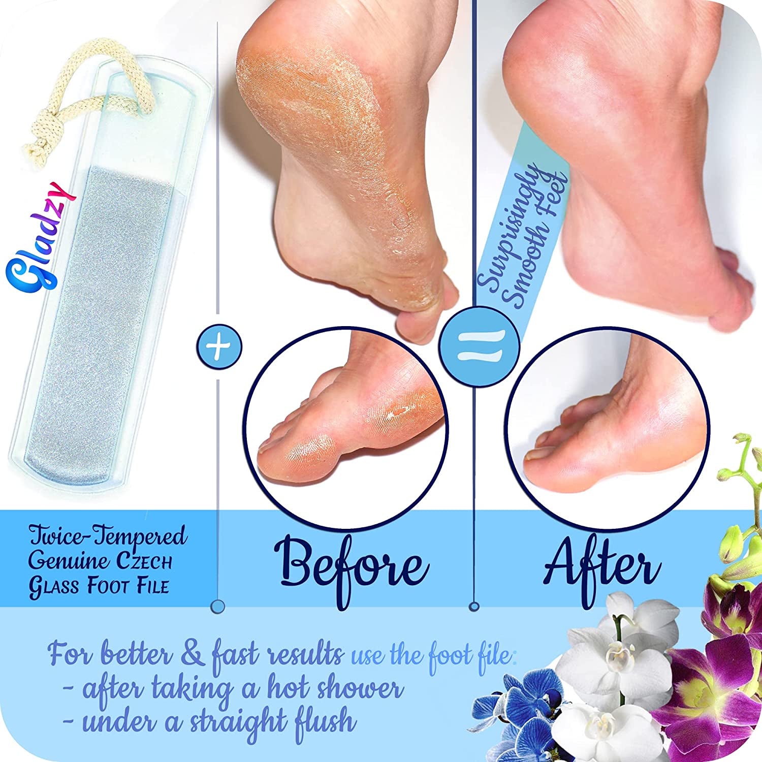 Genuine Czech Glass Nail File Set - Multi-Functional Shiner Buffer, Callus Remover Foot Rasp, Precision Filing Cuticle Pusher, Etched Surface, Manicure & Pedicure, Professional Care, Quality by GLADZY Health & Beauty > Personal Care > Foot Care Gladzy   