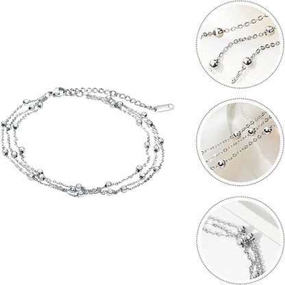 Generic Foot Chain Bead Multilayers Titanium Steel Ankle Bracelet for Women Cute Summer Adjustable Anklets Beach Jewelry Gifts Apparel & Accessories > Jewelry > Anklets generic   