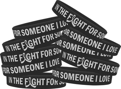 In the Fight for Someone I Love Silicone Wristband Bracelet Premium Quality 10-Pack (Assorted Colors) Apparel & Accessories > Jewelry > Bracelets Fight Like a Girl Black  