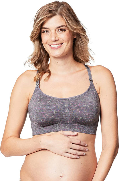 Cake Maternity Cotton Candy Wirefree Nursing Bra for Breastfeeding, Seamless Maternity Sleep Bra Charcoal Fleck / X-Large