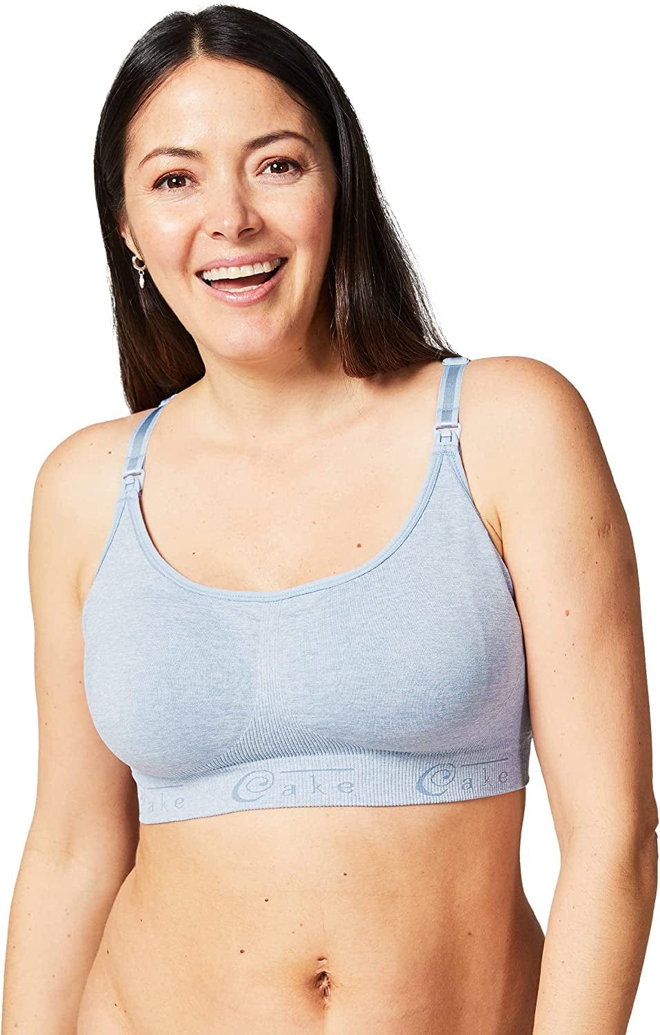 Cake Maternity Cotton Candy Wirefree Nursing Bra for Breastfeeding, Seamless Maternity Sleep Bra Heather Blue / X-Large
