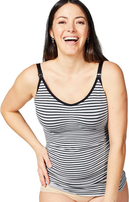 Cake Maternity Toffee Nursing Tank Top, Shaping Nursing Top for Women Breastfeeding with Built in Bra Stripe / Medium