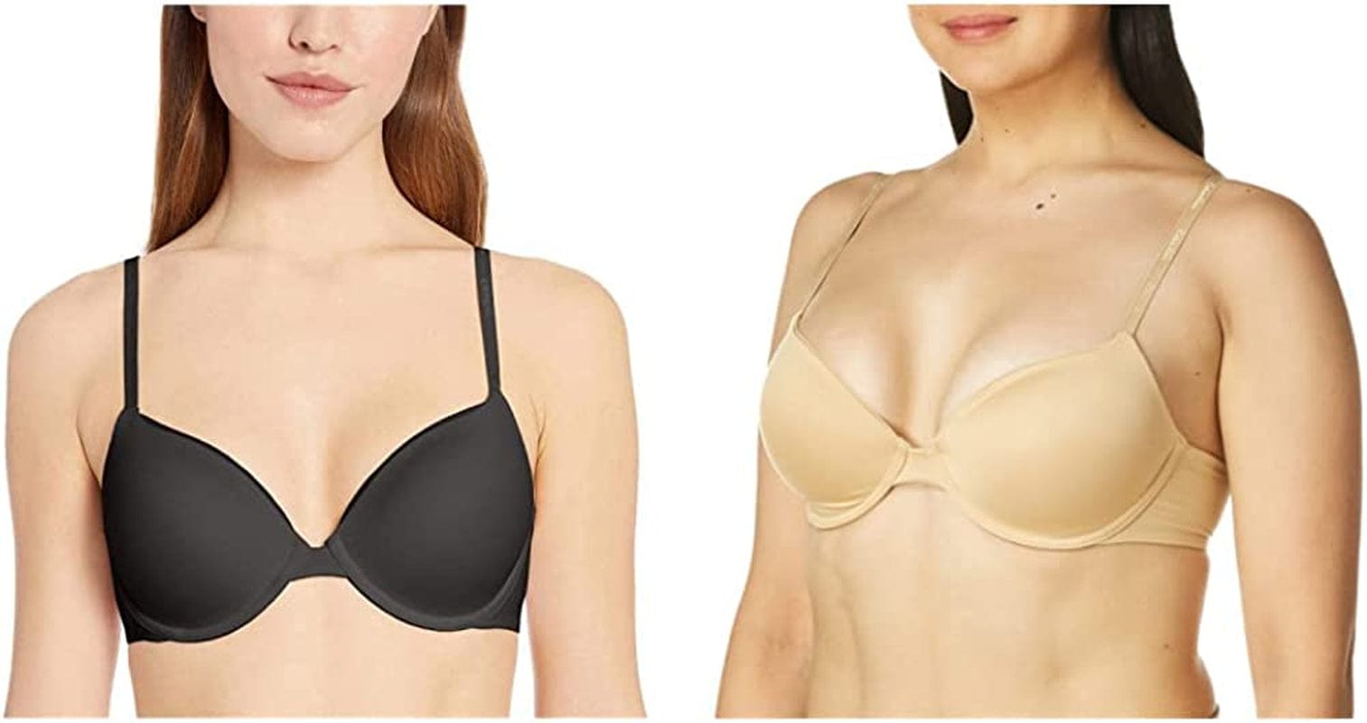 Calvin Klein Women’S Constant Convertible Strap Lightly Lined Demi Bra Black & Bare / 36D