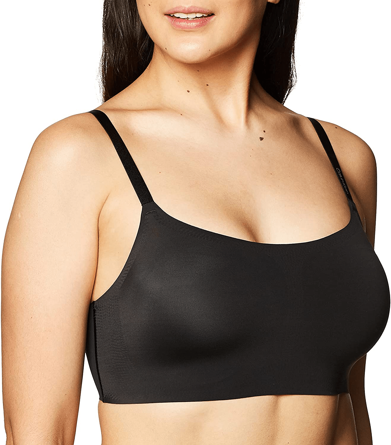 Calvin Klein Women's Invisibles Comfort Seamless Adjustable Skinny Strap Bralette Bra Black / X-Small