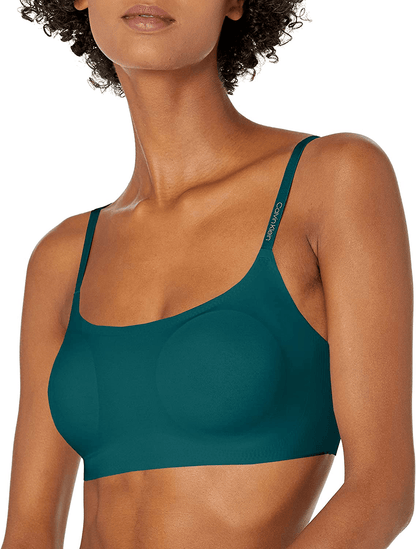 Calvin Klein Women's Invisibles Comfort Seamless Adjustable Skinny Strap Bralette Bra Topaz Gemstone / Medium