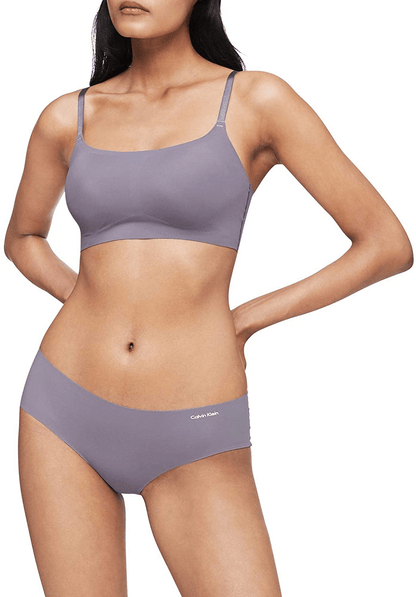 Calvin Klein Women's Invisibles Comfort Seamless Adjustable Skinny Strap Bralette Bra Purple Haze / Medium