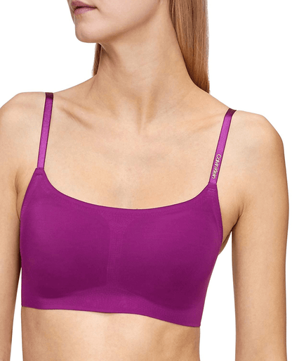Calvin Klein Women's Invisibles Comfort Seamless Adjustable Skinny Strap Bralette Bra Loyal / Medium