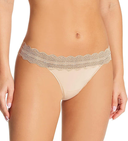 Calvin Klein Women'S Micro with Lace Band Thong Panty Bare / X-Large