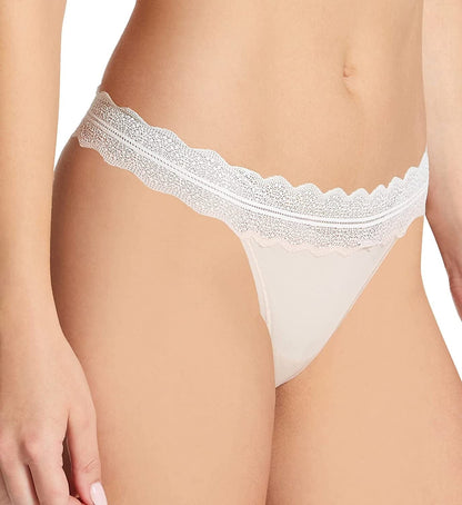 Calvin Klein Women'S Micro with Lace Band Thong Panty Beechwood / X-Large