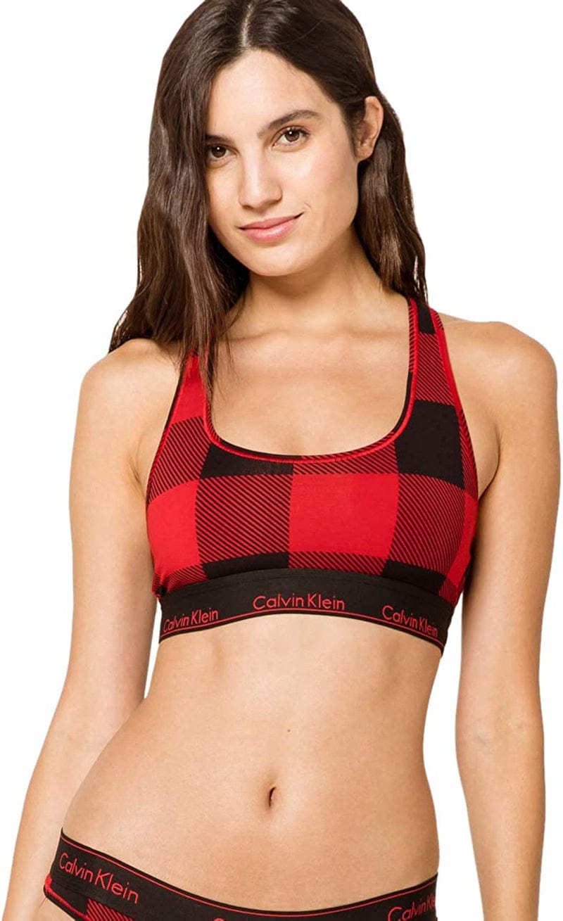 Calvin Klein Women'S Modern Cotton Bralette Buffalo Check Temper / Medium