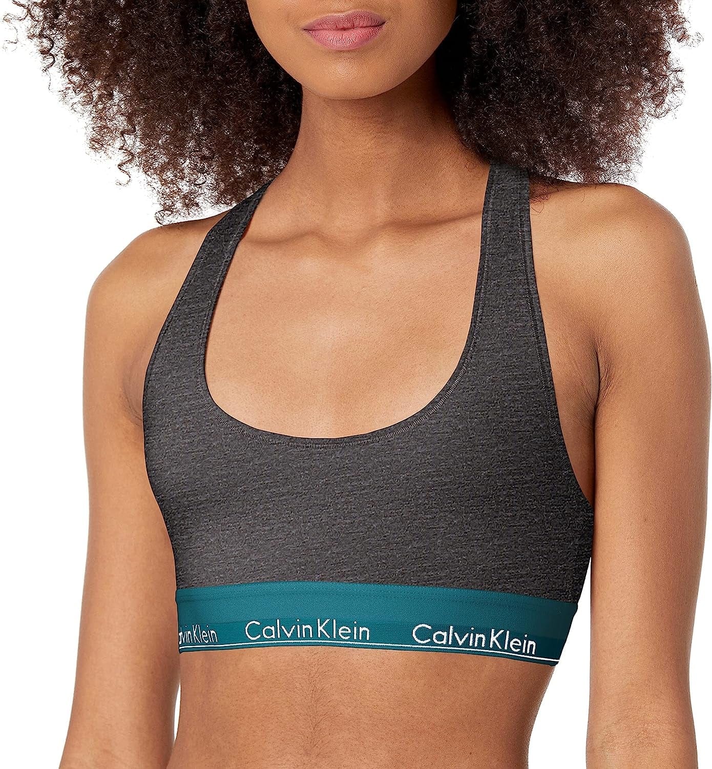 Calvin Klein Women'S Modern Cotton Bralette Charcoal Heather_topaz Gemstone Wb / Large