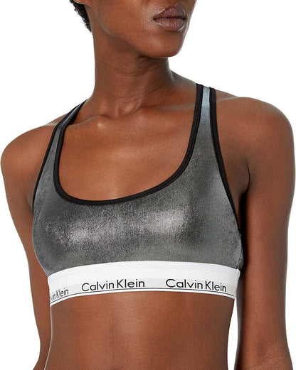 Calvin Klein Women'S Modern Cotton Bralette Black Wet Look / Small