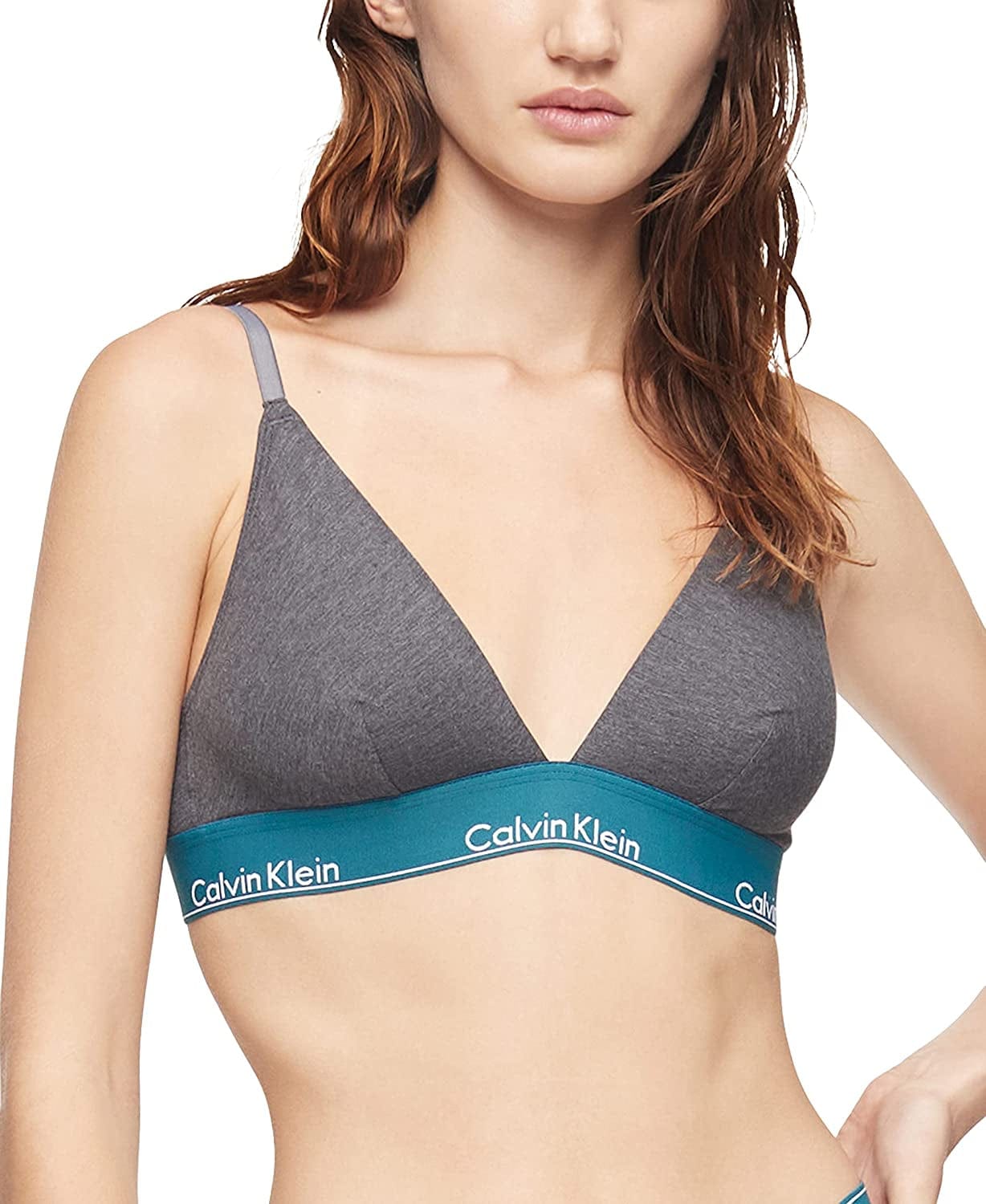 Calvin Klein Women'S Modern Cotton Triangle Bra Charcoal Heather_topaz Gemstone Wb / Small