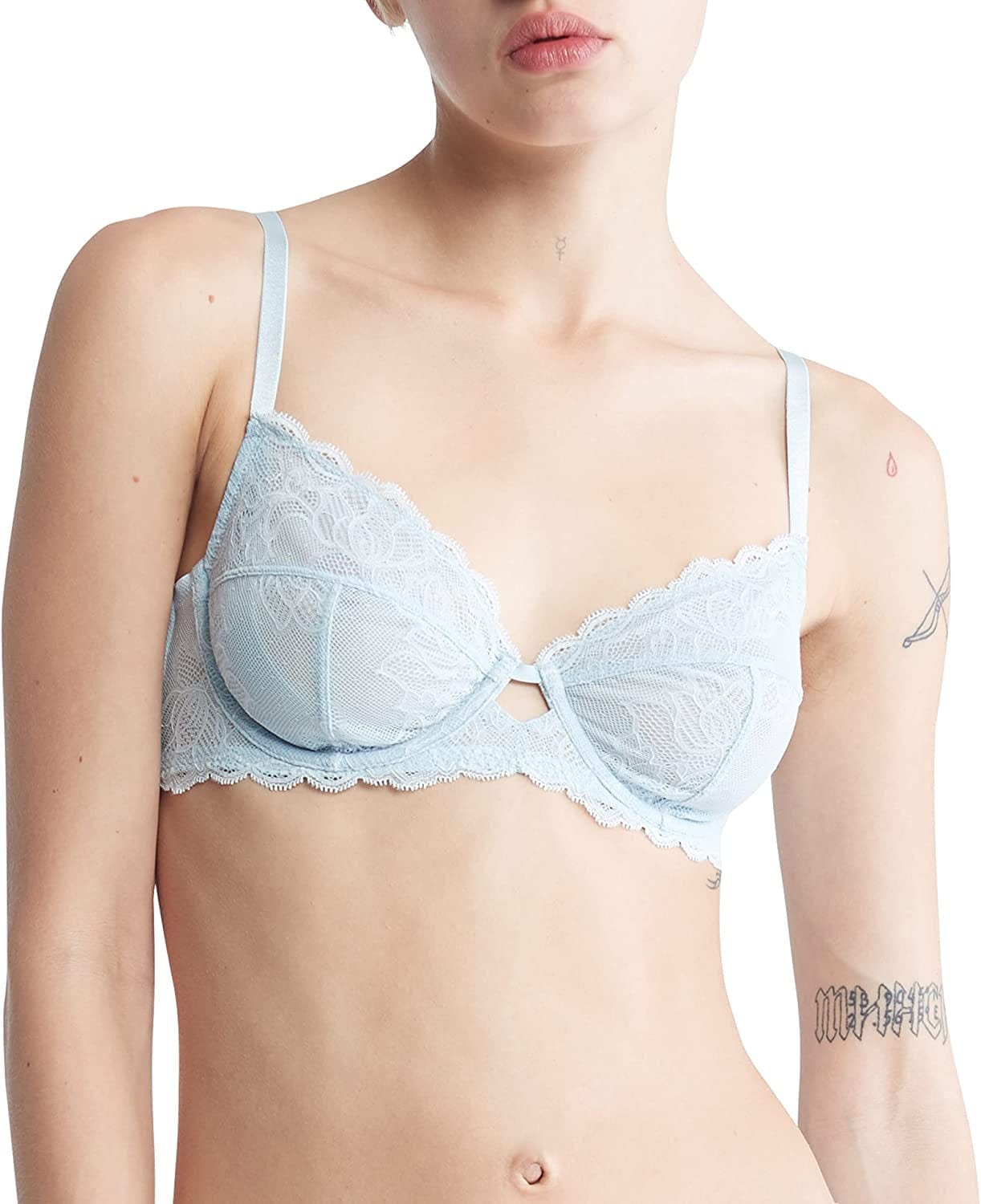 Calvin Klein Women'S Seductive Comfort Unlined Lace Bra Palest Blue / 32D