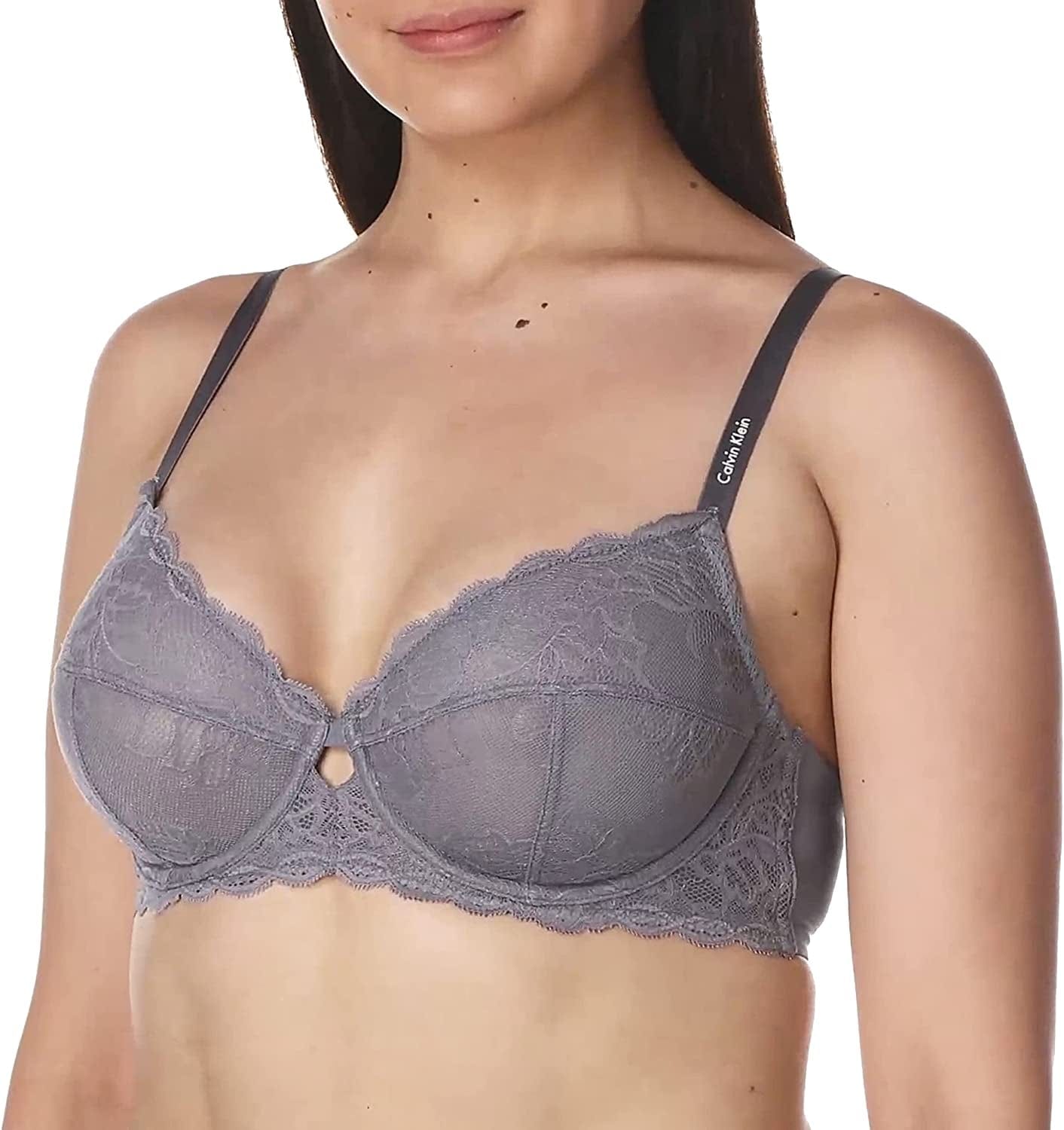 Calvin Klein Women'S Seductive Comfort Unlined Lace Bra Pewter Sand / 32D