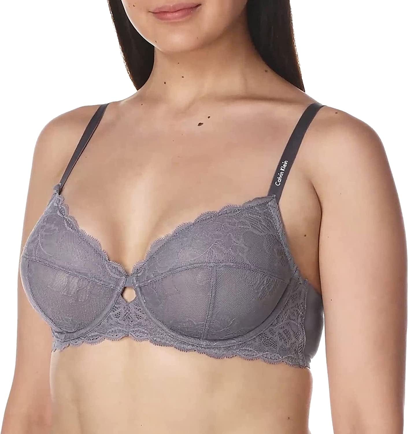 Calvin Klein Women'S Seductive Comfort Unlined Lace Bra Pewter Sand / 32C