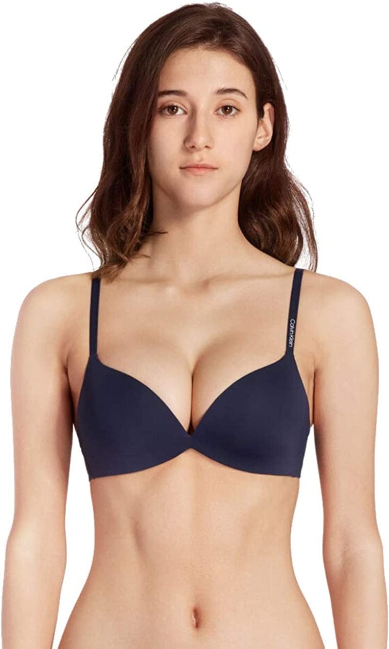 Calvin Klein Womens Form Push up Plunge Bra Blue Shadow / 32B