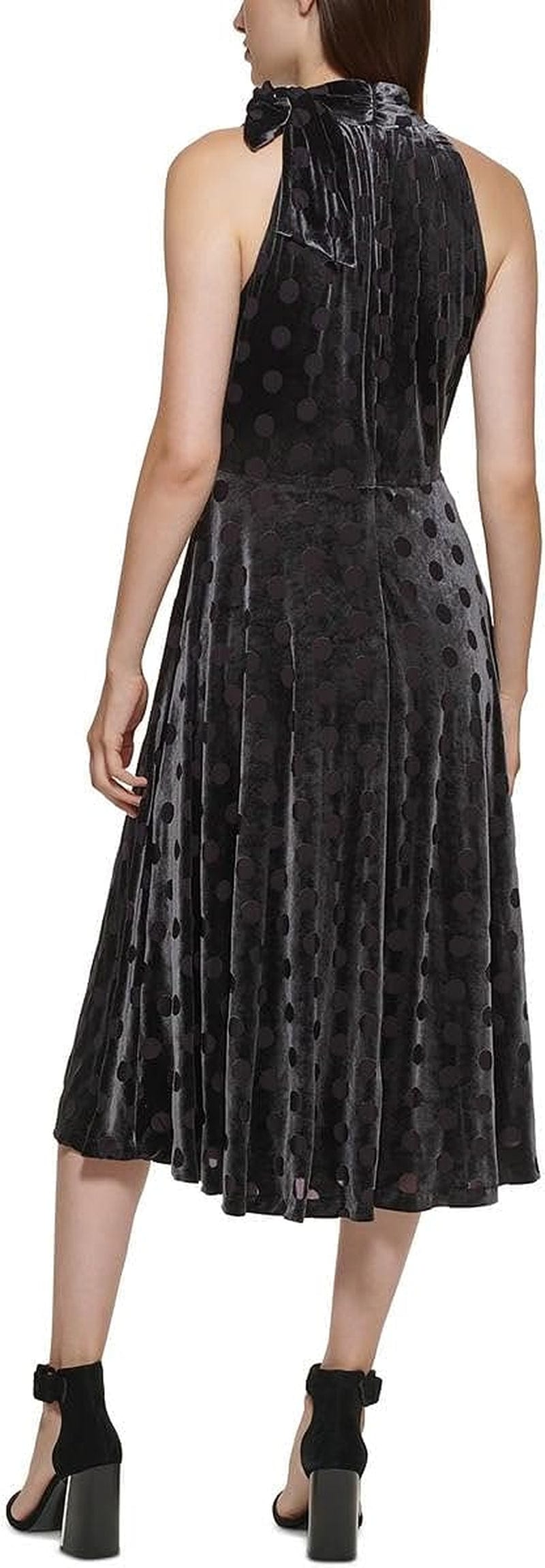 Calvin Klein Womens Velvet Midi Halter Dress