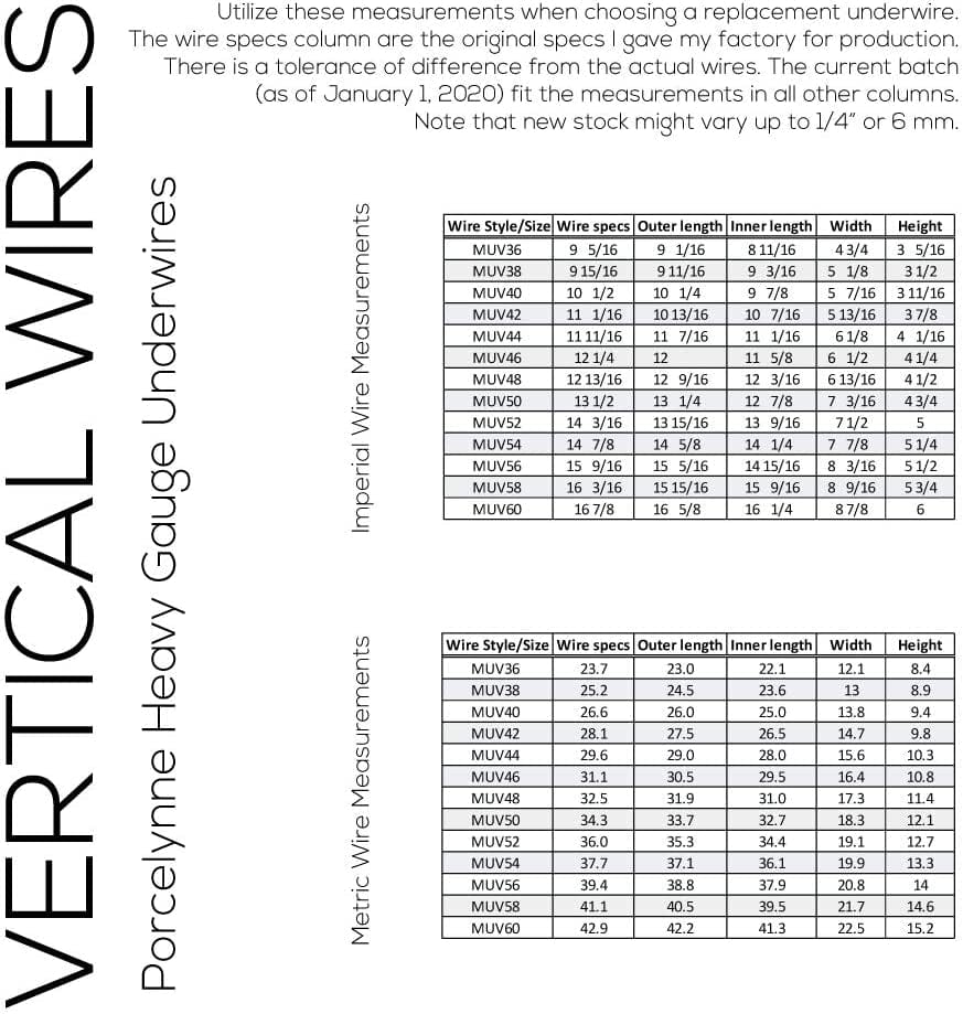 Carbon Steel Replacement Underwire Repair - Nylon Coated - Heavy Gauge Sturdy Wire for Bras - Regular Wire Size 38-1 Pair - See Pictures for Measurements and How to Order