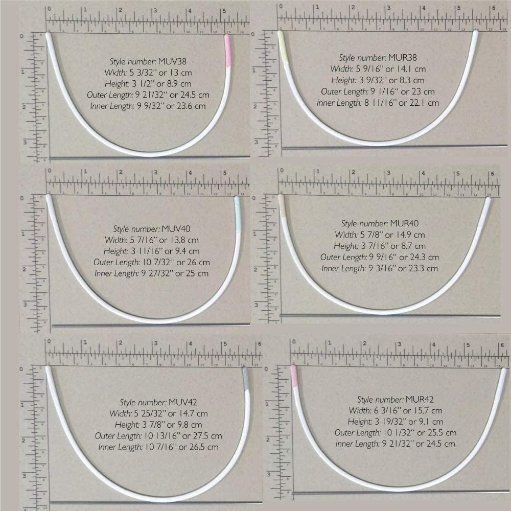 Carbon Steel Replacement Underwire Repair - Nylon Coated - Heavy Gauge Sturdy Wire for Bras - Regular Wire Size 38-1 Pair - See Pictures for Measurements and How to Order