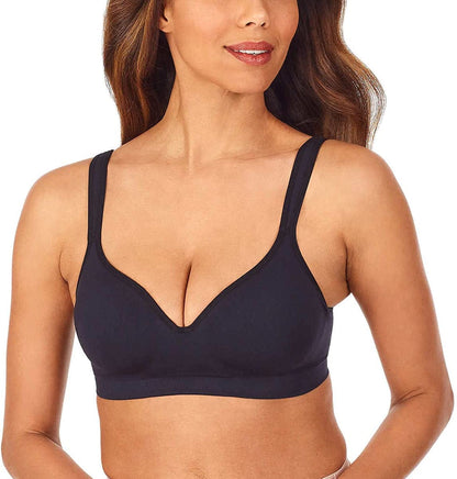 CAROLE HOCHMAN Seamless Comfort Bra Wire Free Molded Cups Comfort Straps (2 Pack) Black/Moonlight / Small