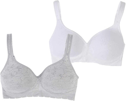 Carole Hochman Seamless Comfort Bra Wire Free Molded Cups Comfort Straps (2 Pack)