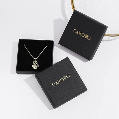 Carovo CZ Solitaire Choker Pendant Necklace for Women Dainty Cubic Zirconia Necklace 14K Gold Planted Diamond Solitaire Choker Chain Pendant Necklace for Women