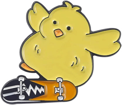 Cartoon Brooches,Mini Lapel Pins Enamel Pin with Knife Funny Animal Badges Brooch Funny Cartoon Cat Goose Brooch Cute Fashion Jewelry Duck E / One Size