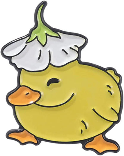 Cartoon Brooches,Mini Lapel Pins Enamel Pin with Knife Funny Animal Badges Brooch Funny Cartoon Cat Goose Brooch Cute Fashion Jewelry Duck D / One Size