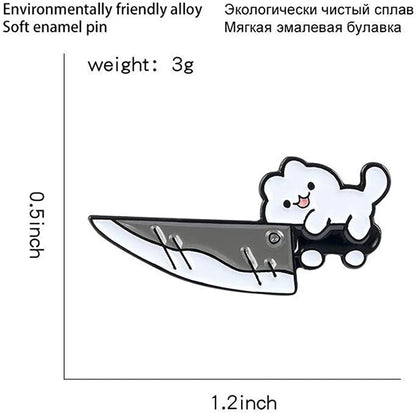 Cartoon Brooches,Mini Lapel Pins Enamel Pin with Knife Funny Animal Badges Brooch Funny Cartoon Cat Goose Brooch Cute Fashion Jewelry