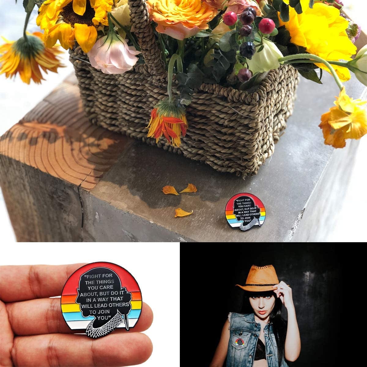 Casenn for RBG Pin Notorious I Dissent for Ruth Bader Ginsburg Soft Enamel Pins Justice Lapel Pins Brooch for Women Badges Pin Cartoon Figure Brooch for Clothing Bags Jackets Hat Accessory Decoration