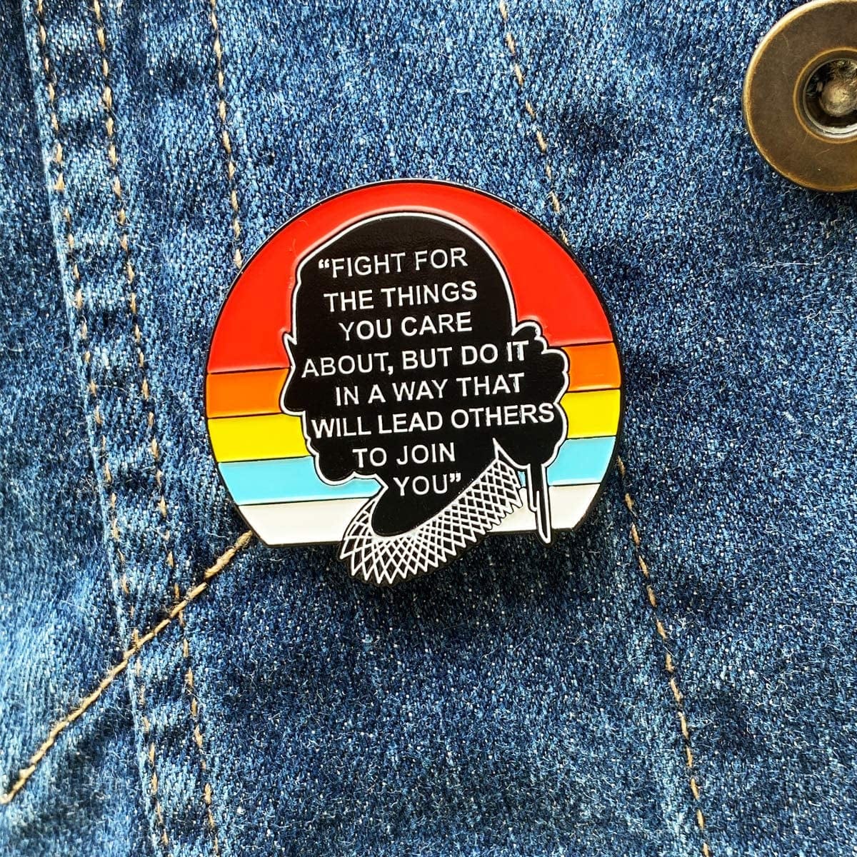 Casenn for RBG Pin Notorious I Dissent for Ruth Bader Ginsburg Soft Enamel Pins Justice Lapel Pins Brooch for Women Badges Pin Cartoon Figure Brooch for Clothing Bags Jackets Hat Accessory Decoration
