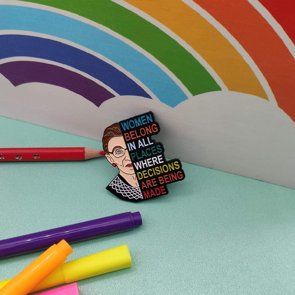 Casenn for RBG Pin Soft Enamel Pins Notorious I Dissent for Ruth Bader Ginsburg Justice Lapel Pins Brooch for Women Badges Pin Cartoon Figure Brooch for Clothing Bags Jackets Hat Accessory Decoration