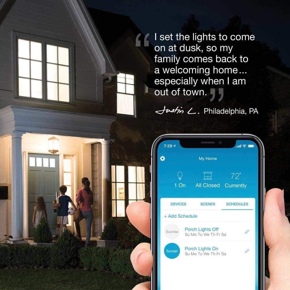 Caséta Deluxe Smart Dimmer Switch (2 Count) Kit with Caséta Smart Hub | Works with Alexa, Apple Homekit, Ring, Google Assistant | P-BDG-PKG2W-A | White