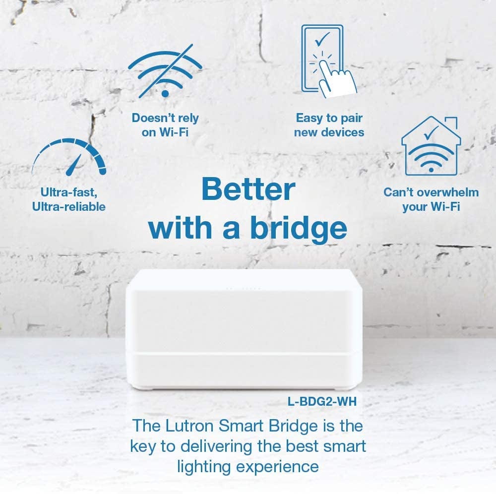 Caséta Deluxe Smart Dimmer Switch (2 Count) Kit with Caséta Smart Hub | Works with Alexa, Apple Homekit, Ring, Google Assistant | P-BDG-PKG2W-A | White