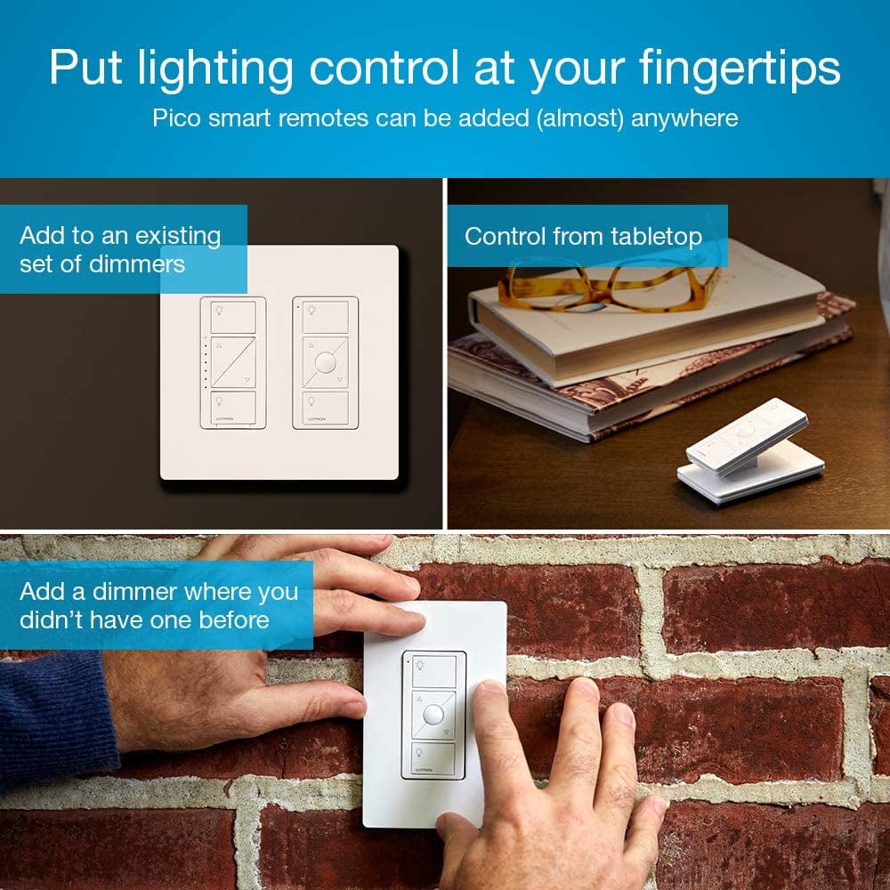 Caséta Deluxe Smart Dimmer Switch (2 Count) Kit with Caséta Smart Hub | Works with Alexa, Apple Homekit, Ring, Google Assistant | P-BDG-PKG2W-A | White