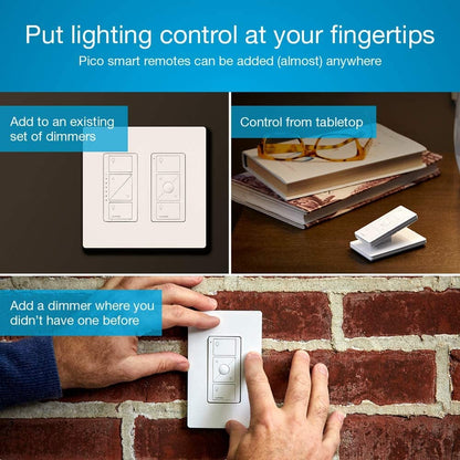 Caséta Deluxe Smart Dimmer Switch (2 Count) Kit with Caséta Smart Hub | Works with Alexa, Apple Homekit, Ring, Google Assistant | P-BDG-PKG2W-A | White