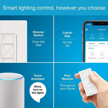 Caséta Deluxe Smart Dimmer Switch (2 Count) Kit with Caséta Smart Hub | Works with Alexa, Apple Homekit, Ring, Google Assistant | P-BDG-PKG2W-A | White