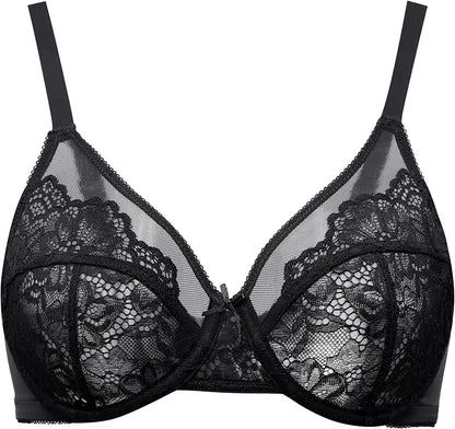 CASOLACE Women'S plus Size Sexy Lace Full Coverage Unlined Minimizer Underwire Bra