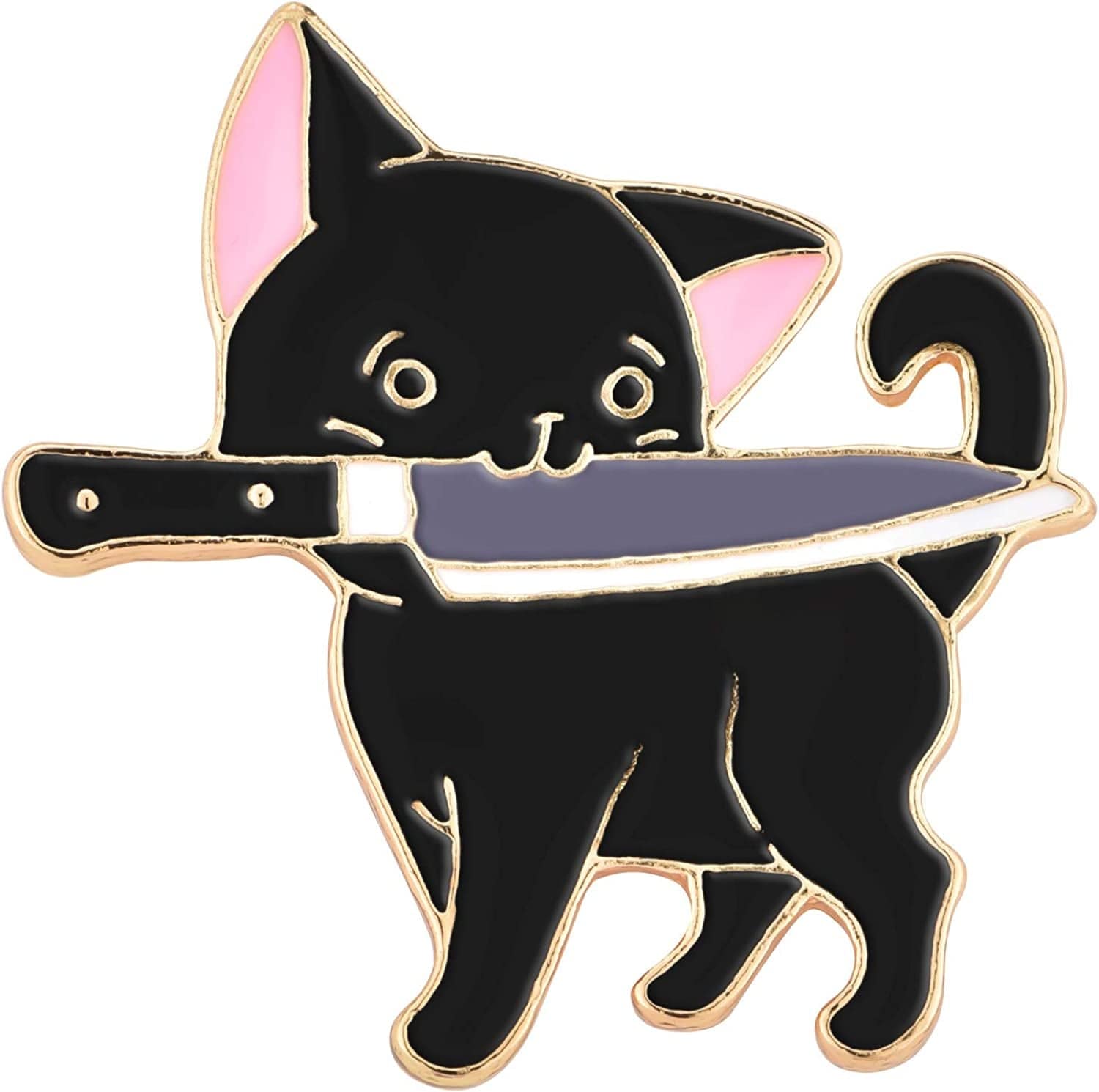 Cat Enamel Lapel Pin, Cat Enamel Pins, Funny and Cute Cat Pins for Clothes, Backpack, Hat, Handbag and Gift Ninja Black Cat