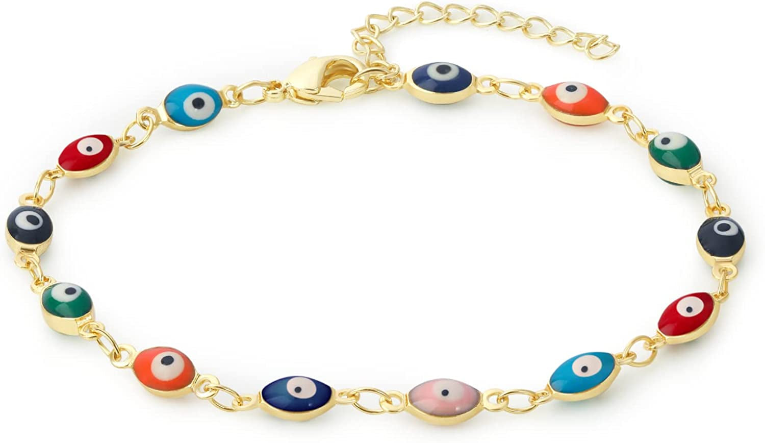 Evil Eye Ankle Bracelet,Evil Eye Anklet,Evil Eye Bracelet,Evil Eye Anklets for Women,Mother'S Day Gift Apparel & Accessories > Jewelry > Anklets DeScount Gold Plated Oval Evil Eye Bracelet  