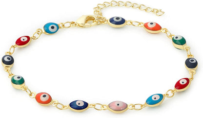 Evil Eye Ankle Bracelet,Evil Eye Anklet,Evil Eye Bracelet,Evil Eye Anklets for Women,Mother'S Day Gift Apparel & Accessories > Jewelry > Anklets DeScount Gold Plated Oval Evil Eye Bracelet  