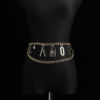 Nicute Layered Body Chain Letters Belly Waist Chains Gold Fashion Beach Body Jewelry for Women and Girls Apparel & Accessories > Jewelry > Body Jewelry Nicute   