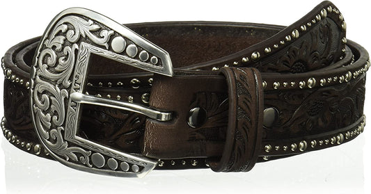 ARIAT Women'S Floral Nail Head Edge Belt Apparel & Accessories > Clothing Accessories > Belts ARIAT Brown Large 