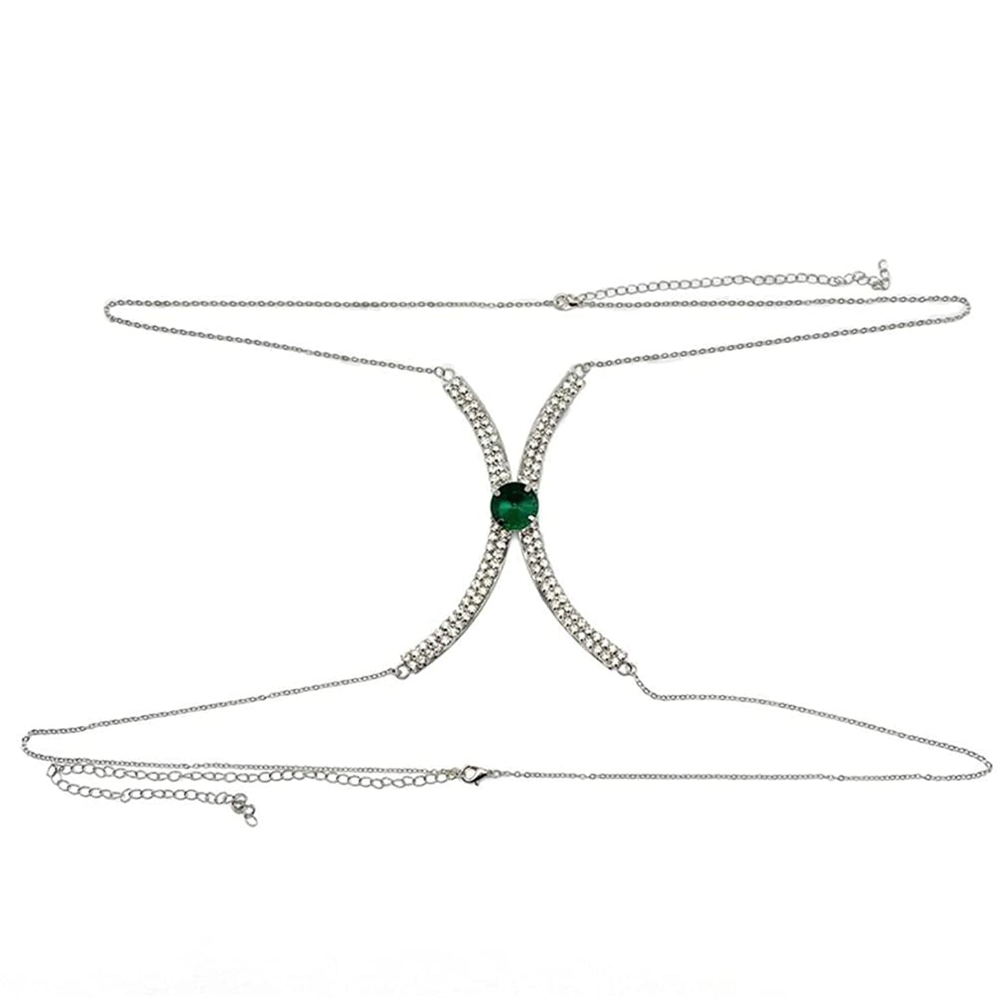 Silver Rhinestone Chest Bracket Bra Chain Body Jewelry Bikini Crystal Body Chain Rhinestone Bra Underwear Chain Sexy Lingerie Chest Chain for Women(Chest Bracket Chain) Apparel & Accessories > Jewelry > Body Jewelry Cusmyre   