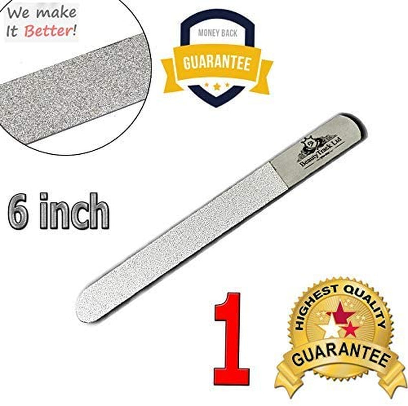 Beautytrack 6-Inch Diamond Deb Nail File, for Manicure, Pedicure, Grooming Foot Skin, Podiatric Foot Care Instruments, Stainless Steel (Pack of 2, 2021 Stock), Pouch Health & Beauty > Personal Care > Foot Care BeautyTrack   