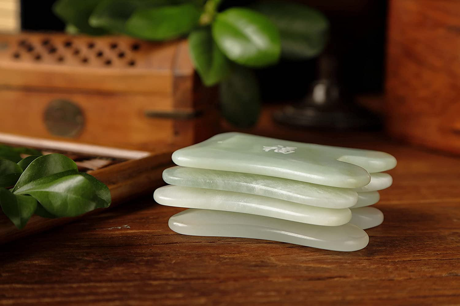 Gua Sha Facial Massage Tool, Gua Sha Massage Tool, Genuine Jade Gua Sha Board with Printed Chinese Character Blessing, for Spa Treatment,Facial Massage and Back Massage Health & Beauty > Personal Care > Cosmetics > Cosmetic Tools > Skin Care Tools Peking National Medical Research Tech. Development Company   