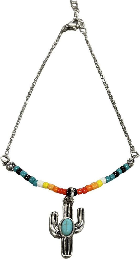 Kiwibonbon Anklets for Women Girls Boho Colorful Beads Ankle Bracelets Apparel & Accessories > Jewelry > Anklets KIWIBONBON Cactus  