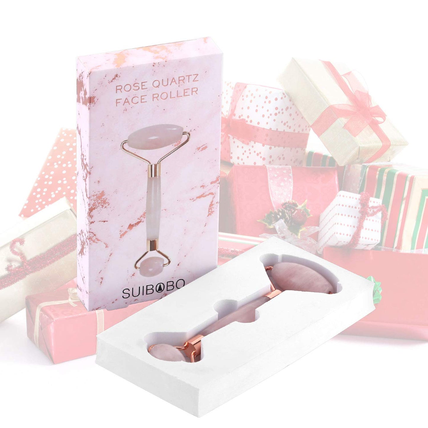 Suibobo Skincare Beauty Pink Rose Quartz Real Crystal Gem Stone Marble Cuarzo Ice Cold Jade Facial Face Roller Massager Tool for Face and Eye Puffiness Wrinkle Health & Beauty > Personal Care > Cosmetics > Cosmetic Tools > Skin Care Tools SUIBOBO   